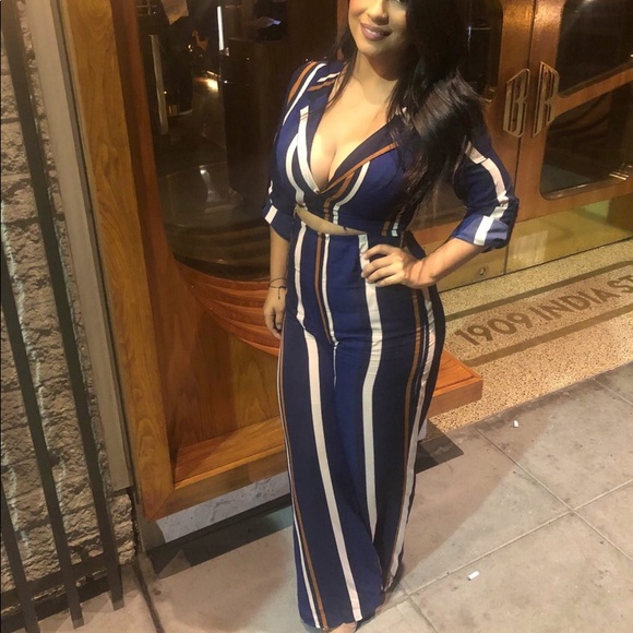 Forever 21 Pants - Striped Cutout Jumpsuit